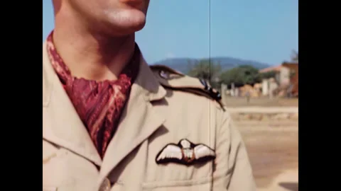 Restored WWII RAF Spitfire Pilot Speaking with U.S. Serviceman, Corsica 1944 Stock Footage 336782838