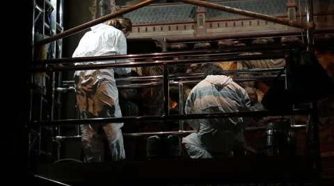 Restorers Is Working On The Icon In The Cathedral2 Stock Footage 59517116