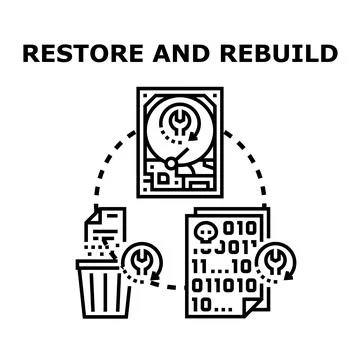 Restoring and rebuilding data on hard drive Stock Illustration