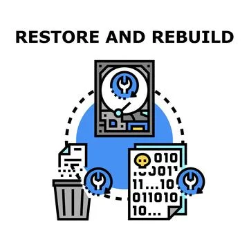 Restoring and rebuilding data on hard drive Illustrazione stock