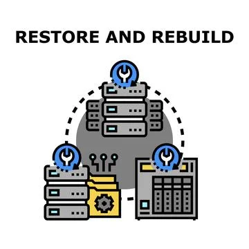 Restoring and rebuilding data in a server infrastructure Stock-Illustration