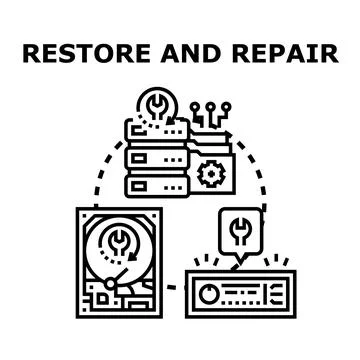 Restoring and repairing data on server infrastructure Stockillustratie
