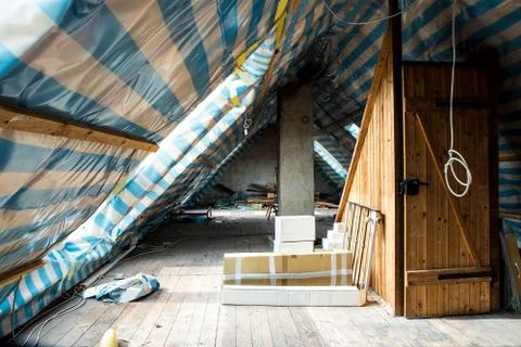 Restoring the attic. Stock Photos