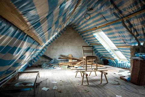 Restoring the attic. Stock Photos