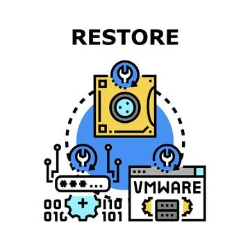 Restoring data system backup recovery process Stock Illustration