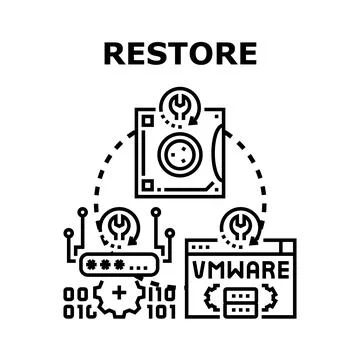 Restoring data system backup recovery process Stock Illustration