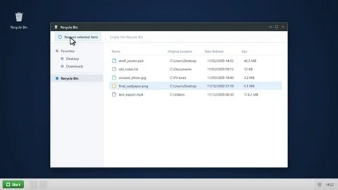 Restoring a deleted image file from a digital folder on computer. 4K Stock Footage 341694798