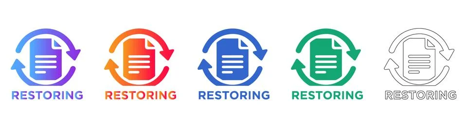 Restoring Document Icons with Circular Arrows Stock Illustration
