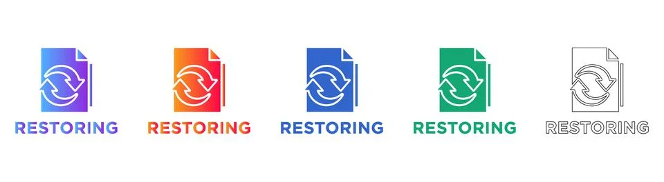 Restoring Document Icons with Gradient and Outline Variations Stockillustratie