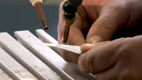 Restoring geometry of blades engine of titanium alloys, using laser welding Stock Footage 109129040