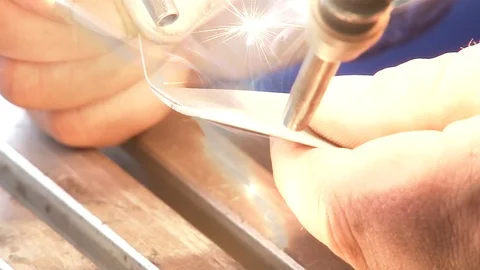 Restoring geometry of compressor blades and turbine using laser welding. Stock Footage 108866610