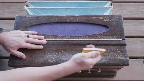 Restoring Old Harmonium Stock Footage 80185654