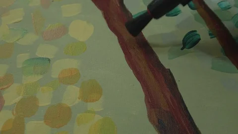 Restoring Painting Closeup Stock Footage 80185713