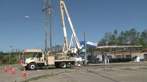 Restoring Service After Tornado Takes Down Lines Stock Footage 54714950