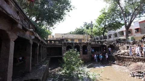 Restoring stepwells in Hyderabad,India Stock Footage 159352105