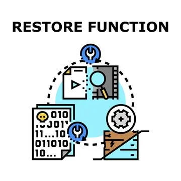 Restoring system function data recovery process Stock Illustration