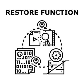 Restoring system function data recovery process Stock Illustration