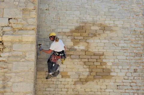 Restoring the wall Stock Photos