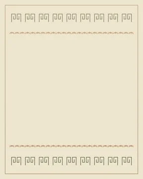 A restrained ivory layout features olive geometric corner elements and deli.. Stockillustratie