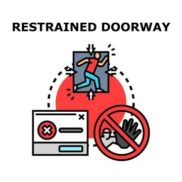 Restraining doorway access and digital blocking concept Stock Illustration