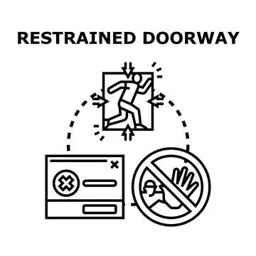 Restraining doorway access and digital blocking concept Stock Illustration