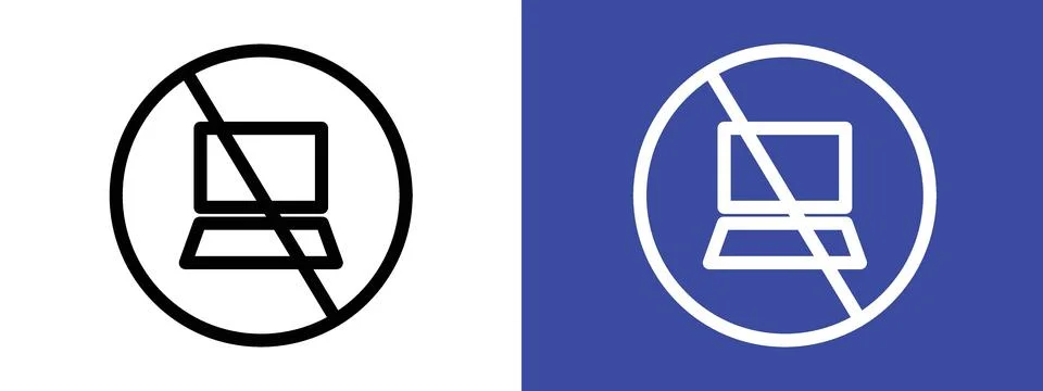 Restrict computer use with this no computer sign, featuring a warning symbo.. 스톡 일러스트