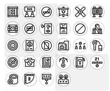 Restricted Access Digital Vector Pack containing 28 Grid Fitted Bold Line 1.. Stockillustratie