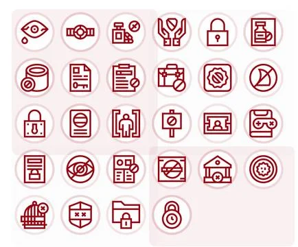 Restricted Access Vector Icon Collection featuring 28 Editable 128x128 Bold.. Stock Illustration