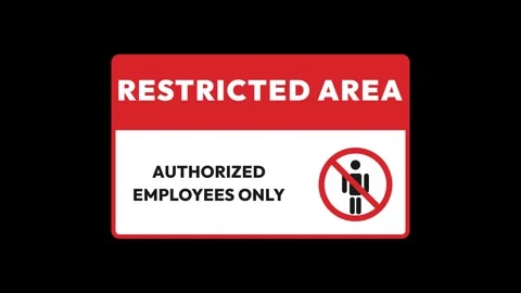Restricted Area Authorized Employees Only Sign Animation 4K Stock Footage 339029257