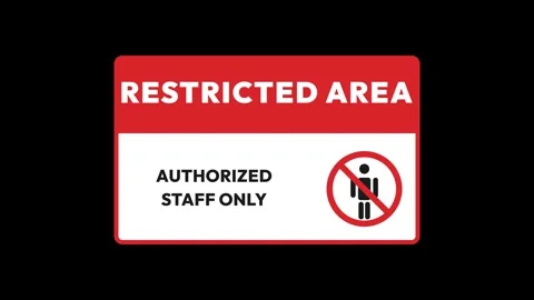 Restricted Area Authorized Staff Only Warning Sign Animation 4K Stock Footage 339029576