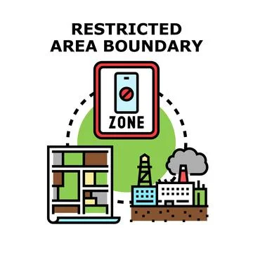 Restricted area boundary zone concept illustrating limits 库存插图