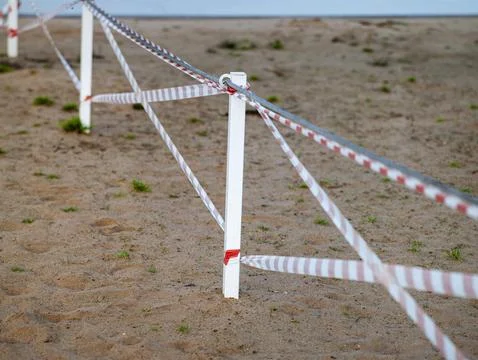 Restricted area marked with tape Stock Photos