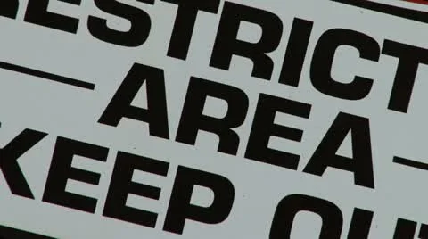 Restricted Area Sign Pullback with crop rotation Stock Footage