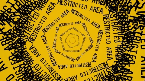 Restricted area text kinetic typography. Forbidden zone and warning sign banner Stock Footage 128554279