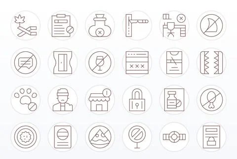 Restricted Comprehensive Vector Bundle with 24 PIXEL Perfect Thin Line Reti.. Stock Illustration