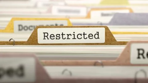 Restricted Concept. Folders in Catalog Stock Illustration