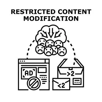 Restricted content modification and user experience management system Stock Illustration
