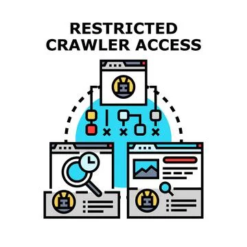Restricted crawler access system managing digital information blocking Illustrazione stock