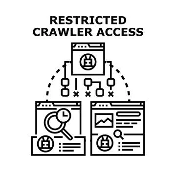 Restricted crawler access system managing digital information blocking Stock Illustration
