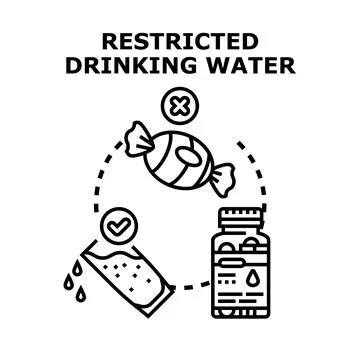 Restricted drinking water avoiding candy and taking medicine Stock Illustration