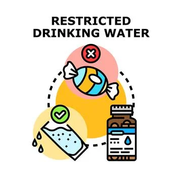 Restricted drinking water avoiding candy and taking medicine Stock Illustration
