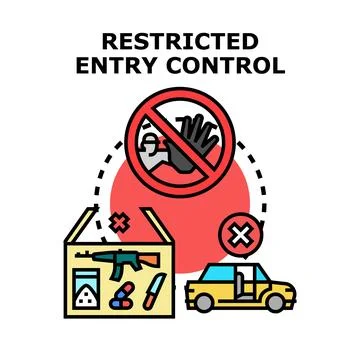 Restricted entry control concepts and security checkpoint Stock Illustration