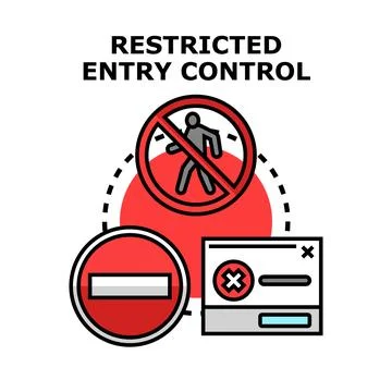 Restricted entry control with forbidden access signs system Stock Illustration