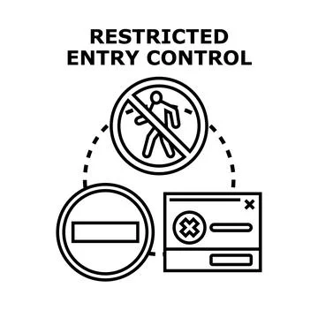 Restricted entry control with forbidden access signs system Stock Illustration