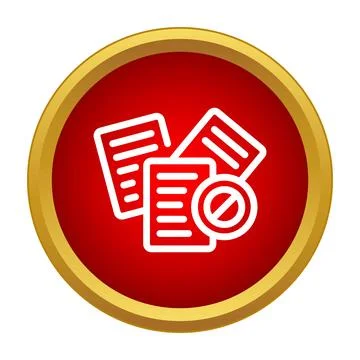 Restricted file documents icon on red background 스톡 일러스트