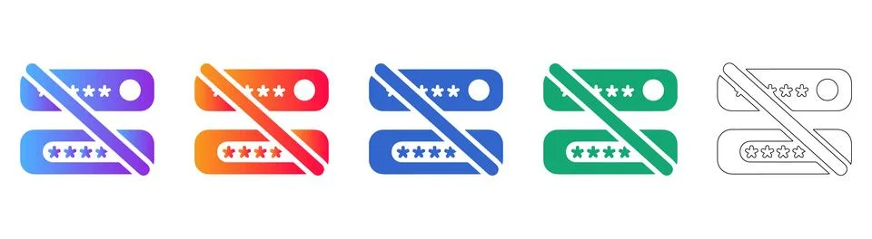 Restricted Password Input Icons in Gradient and Line Styles Stock Illustration