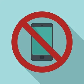 Restricted phone icon flat . Turn off smartphone Stock Illustration