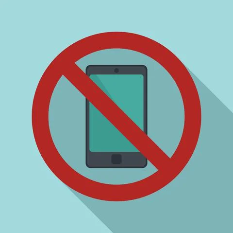 Restricted phone icon flat vector. Turn off smartphone Stock Illustration