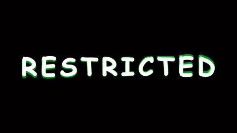 Restricted stamp animated text with digital glitch effects over black backg.. Stock Footage 343478889