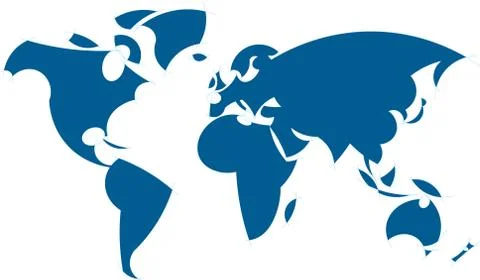 Restricted stylish world map in plain blue. Stock Illustration